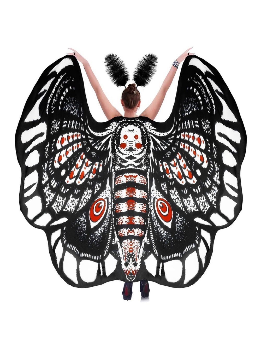 Moth Wings Costume For Women Printing Butterfly Cape Halloween Fairy Cloak🙉